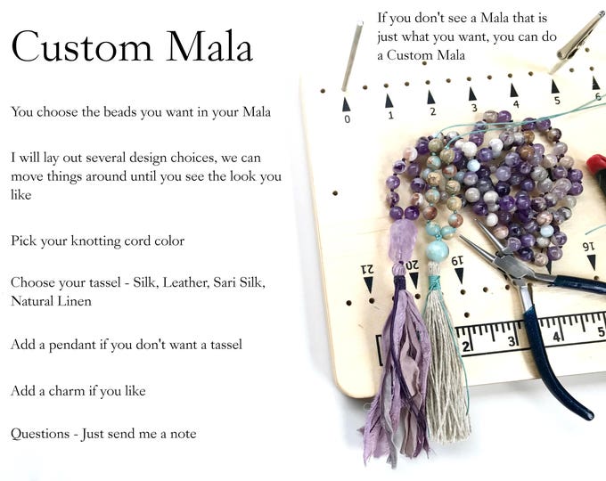 Custom Mala Beads, Design Your Own Mala Necklace, Have A Mala Made Just The Way You Want, Many Bead Choices  And Design Options