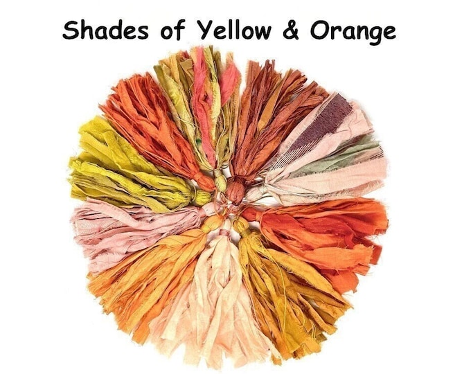 Shades Of Orange & Yellow - Sari Silk Tassels - Fabric Tassels - Tassel For Mala Beads - Customize Your Mala Necklace - Tassels For Crafts