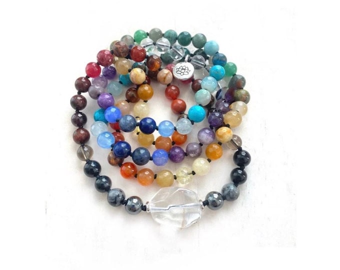 Chakra Mala Beads - Chakra Mala Necklace - 108 Beaded Mala  - Silk Tassel - Prayer Beads - Hand Knotted Mala - Spiritual Jewelry - Yoga Gift