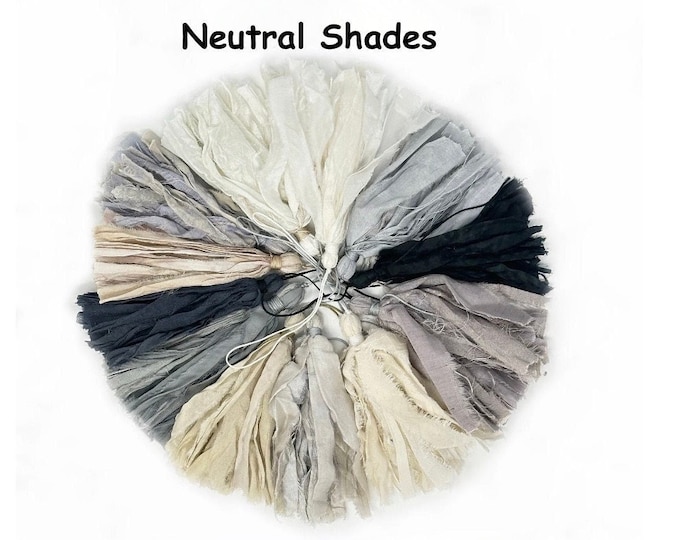 Neutral Shades Of Sari Silk Tassels - Tassels For Mala Beads - Customize Your Mala Necklace - Crafting Tassels - Fabric Tassels