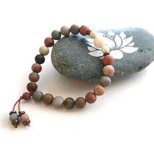 Landscape Jasper Stretch Bracelet, Yoga Jewelry, Natural Healing Jasper Mala Bracelet, Yoga Gifts, Match Your Mala Beads Bracelet