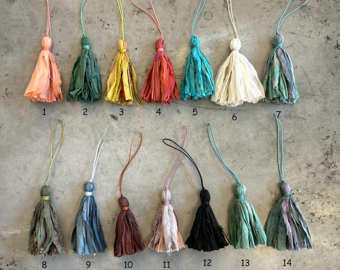 Clearance Sari Silk Tassels, Boho Tassel Charm, Mala Necklace Tassel, Purse Charm, Tassels For Crafts