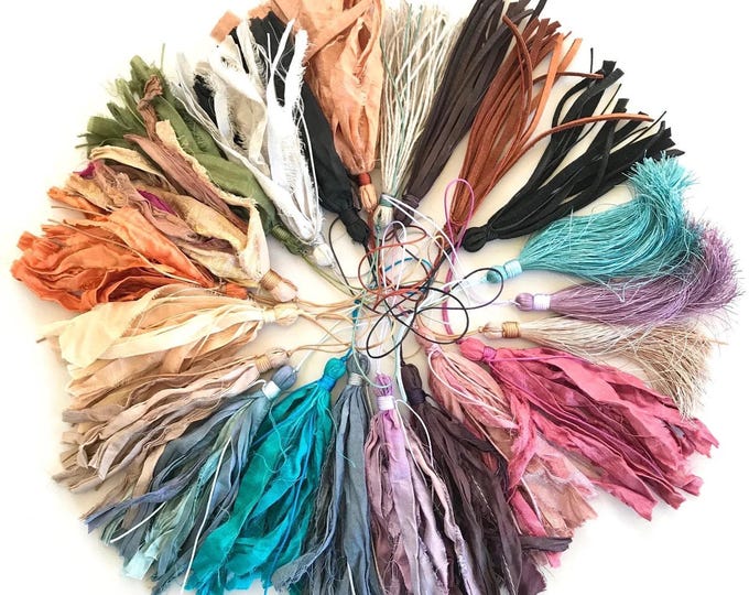 Sari Silk Tassel For Mala Beads - Unique Mala Necklace Tassel - Fair Trade Sari Silk - Handmade Tassels - DIY Mala Necklace