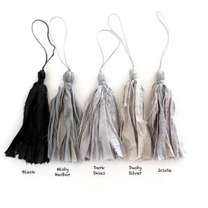 Handmade Sari Silk Tassel: Tassels For Mala Beads - Tassel With Clasp - Tassel With Jump Ring - Craft Tassels - You Choose Connection Type image 10