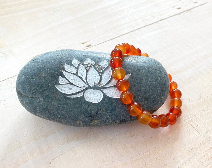 CARNELIAN - Mala Bracelet - Find Your Strength - Stretch Bracelet - Natural Healing - Yoga Bracelet - Mala Bead Bracelet