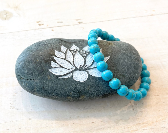 HOWLITE - Stills The Mind For Sleep & Meditation - Teaches Patience - Stretch Bracelet - Natural Healing Jewelry