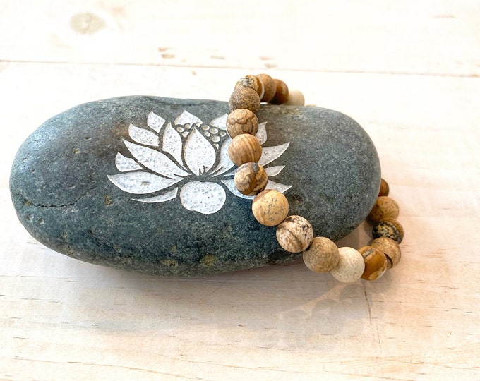 PICTURE JASPER -  Deep Connection With The Earth - Protective Stone - Alleviate Fears - Stretch Bracelet - Natural Healing Stones
