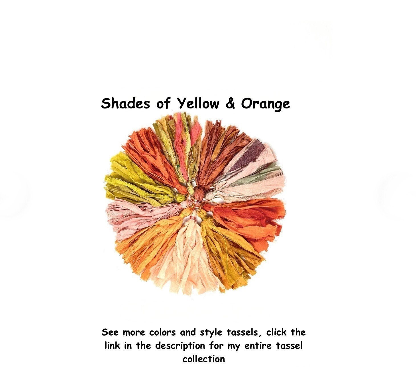 Shades of Orange & Yellow Sari Silk Tassels Fabric Tassels Tassel