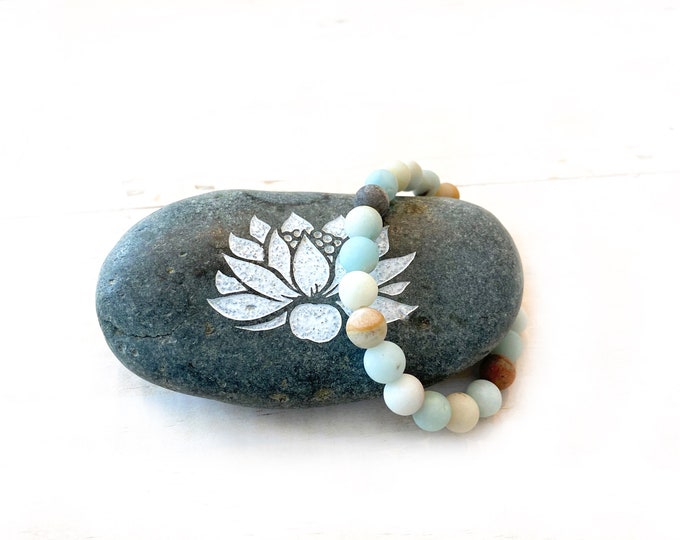 AMAZONITE - Balance The Emotions - Throat Chakra Stone - Build Self-Esteem - Stretch Bracelet - Natural Healing Stones