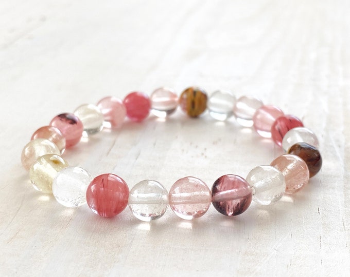 Cherry Quartz - Stone For Clarity - Mala Bracelet - Root Chakra Stone - Stretch Bracelet - Gift Idea - Natural Healing