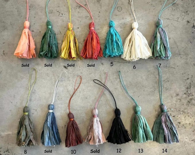 Clearance Sari Silk Tassels, Boho Tassel Charm, Mala Necklace Tassel, Purse Charm, Tassels For Crafts