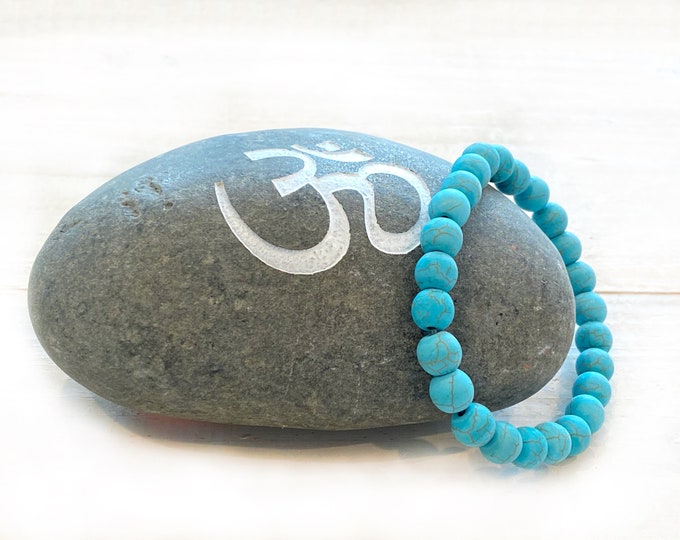 HOWLITE - Stills The Mind For Sleep & Meditation - Teaches Patience - Stretch Bracelet - Natural Healing Jewelry