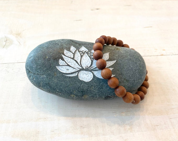SANDALWOOD - Promotes Tranquility - Wood Beaded Bracelet - Mala Bracelet - Stacking Stretch Bracelet - Fragrant Wood Beads