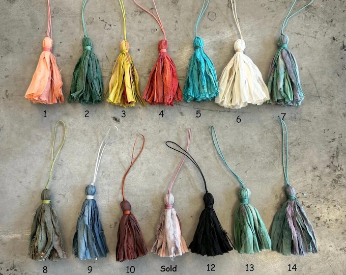 Clearance Sari Silk Tassels, Boho Tassel Charm, Mala Necklace Tassel, Purse Charm, Tassels For Crafts