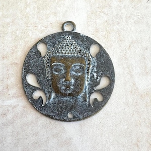 Buddha Pendant For Mala Bead Necklace - Patine Brass Buddha - Mala Bead Pendant