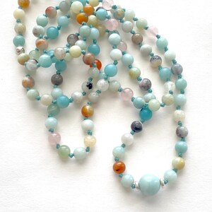 Mala For Calming Amazonite Mala Beads 108 Bead Mala Rose Quartz Amazonite Mala Yoga Meditation Beads Japa Mala No Tassel