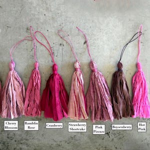 Handmade Sari Silk Tassel: Tassels For Mala Beads - Tassel With Clasp - Tassel With Jump Ring - Craft Tassels - You Choose Connection Type image 4
