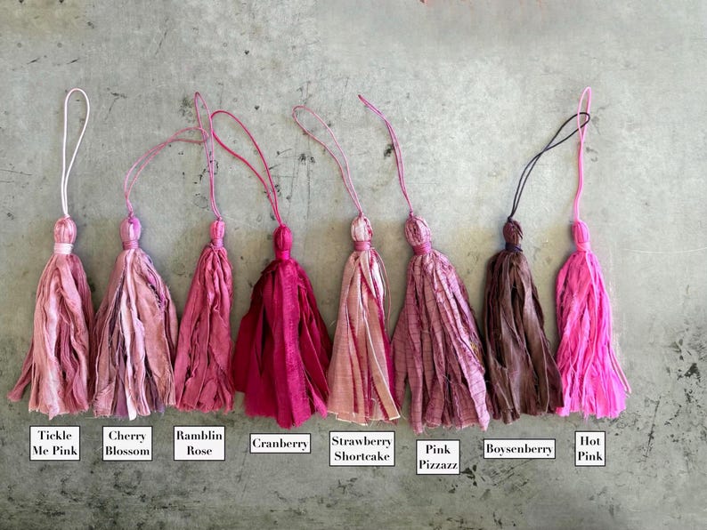 Handmade Sari Silk Tassel: Tassels For Mala Beads - Tassel With Clasp - Tassel With Jump Ring - Craft Tassels - You Choose Connection Type image 4