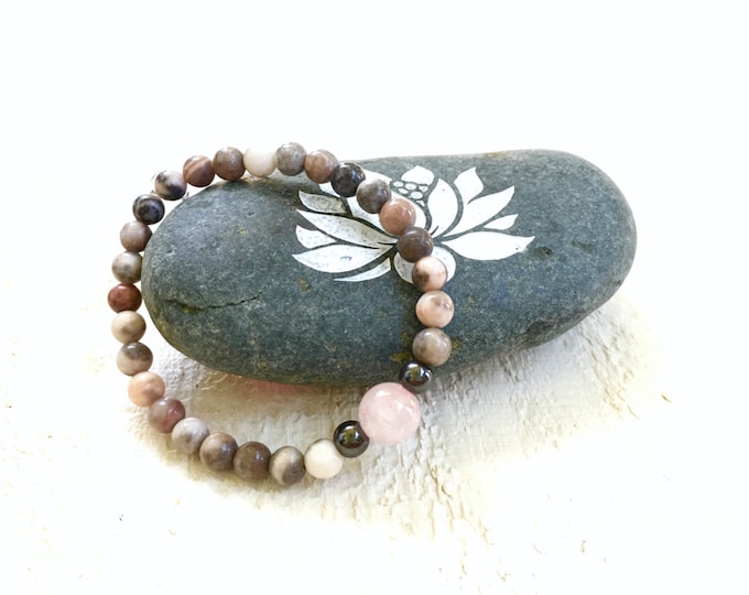 Pink Zebra Jasper Bracelet, Bohemian Bracelet, Mala Inspired, Gypsy Jewelry, Yoga Bracelet, Healing Bracelet, Balance and Grounding Bracelet