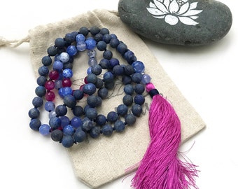 Encourage Honesty Of The Spirit  - Mala Beads - Lapis Lazuli Mala Necklace - 108 Beaded Mala - Prayer Beads - Yoga Meditation Beads