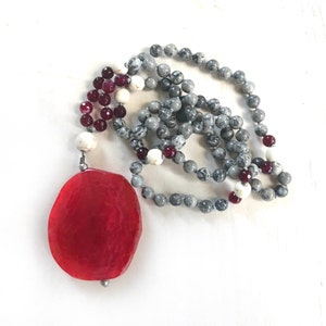 Power Stone Mala Bead Necklace - 108 Bead Mala - Red Agate Mala - Hand Knotted Mala - Yoga Gift - Meditation Mala Beads - Yoga Beads