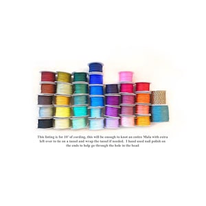 May include: A collection of colorful spools of cording in various shades, including red, blue, green, and pink. The image shows a variety of colors, perfect for crafting projects. The text says: This listing is for 10' of cording.