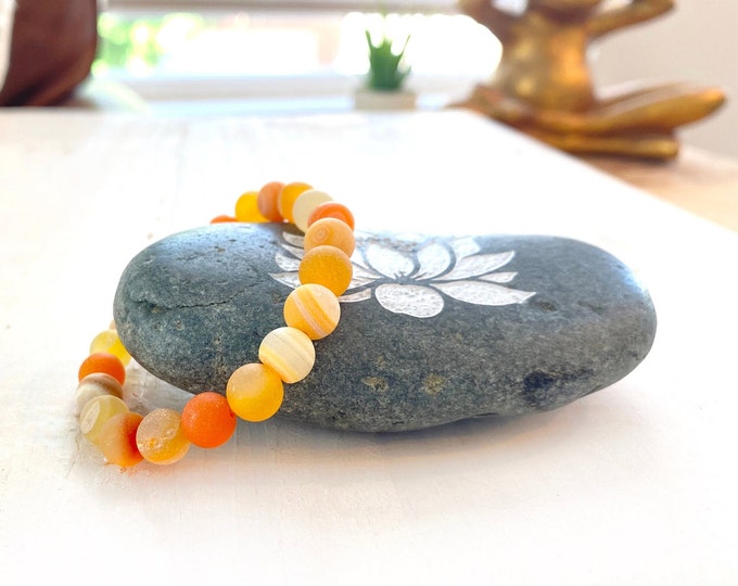 DRUZY AGATE - Improve Mental Concentration - Stretch Mala Bracelet - Stacking Bracelet - Yoga Beads