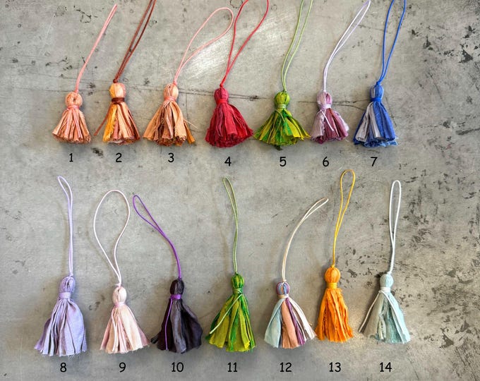 Clearance Sari Silk Tassels, Boho Tassel Charm, Mala Necklace Tassel, Purse Charm, Tassels For Crafts