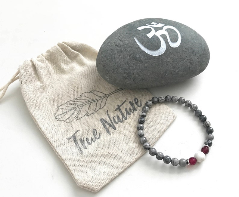 Yoga Style Jewelry Bohemian Jewelry Stretch Bracelet To Match Your Mala Beads Gray Picasso Jasper Mala Bracelet Boho Chic Bracelet