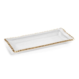 Glass Rectangular Tray with Gold Rim