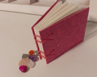 Coptic bound mini booklet pink