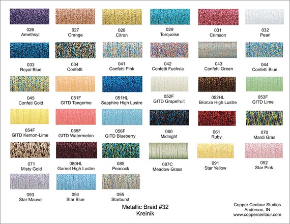 Kreinik, Fine Metallic Braid #8: 032 Pearl – Copper Centaur Studios