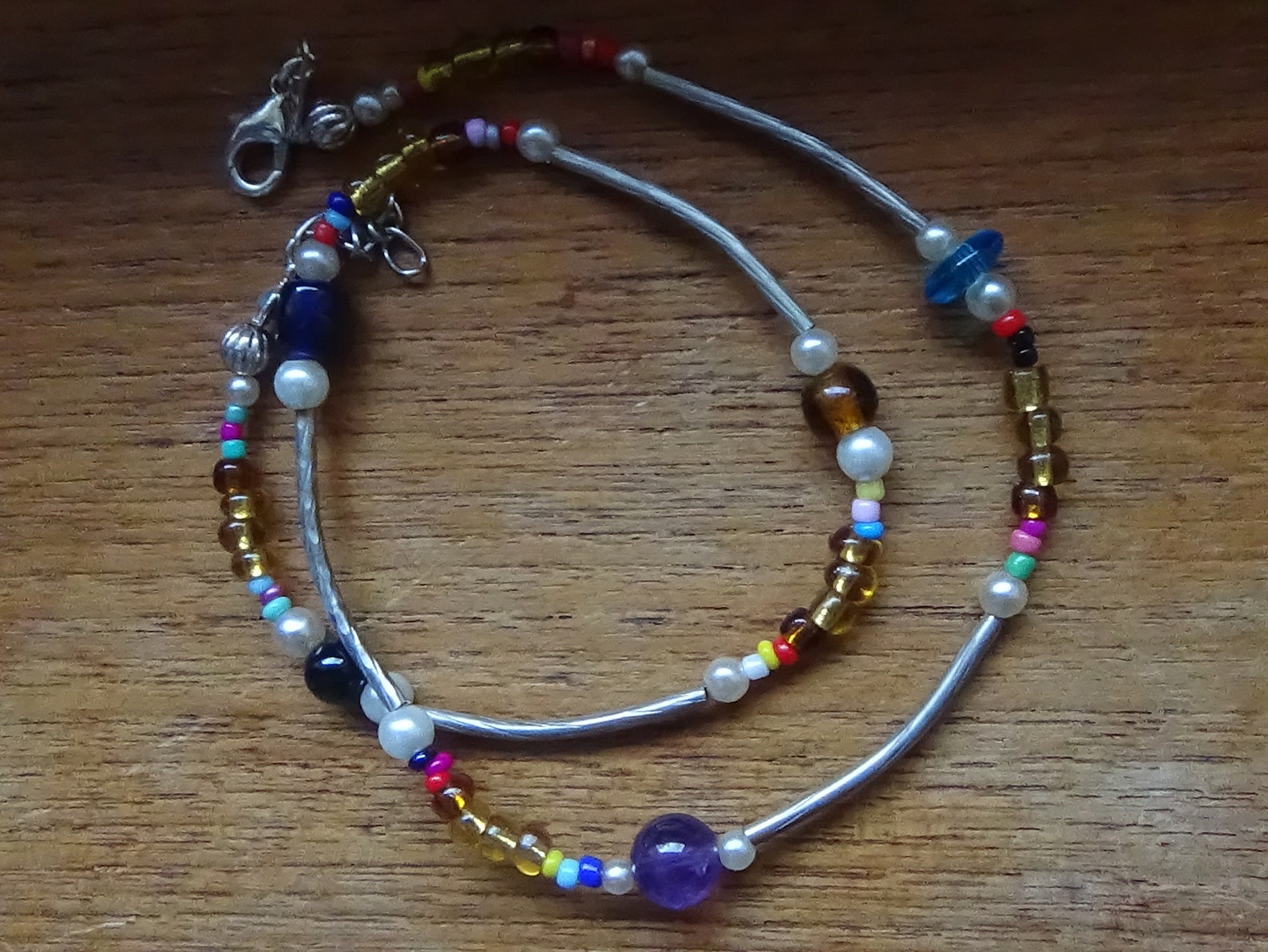 Metal and Glass Love Beads Necklace Etsy