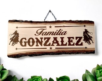 Personalized Engraved Wood Sign 23&quot; Wide. Large Rectangle Basswood. Cowboy Horse Ride