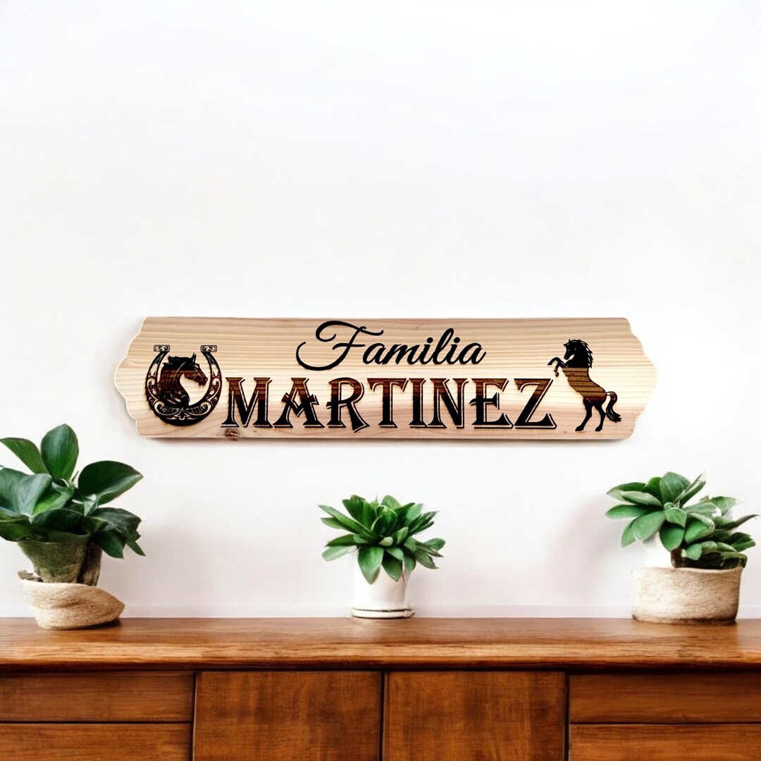Personalized Last Name Wood Sign – Laser Engraved Family Name, Rustic ...
