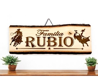 Personalized Engraved Wood Sign 23&quot; Wide. Large Rectangle Basswood. Horse Ride / Bull Rodeo