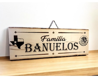 Personalized Engraved Wood Sign 23&quot; Wide. Large Rectangle Basswood. Riding Cowboy / Texas Flag