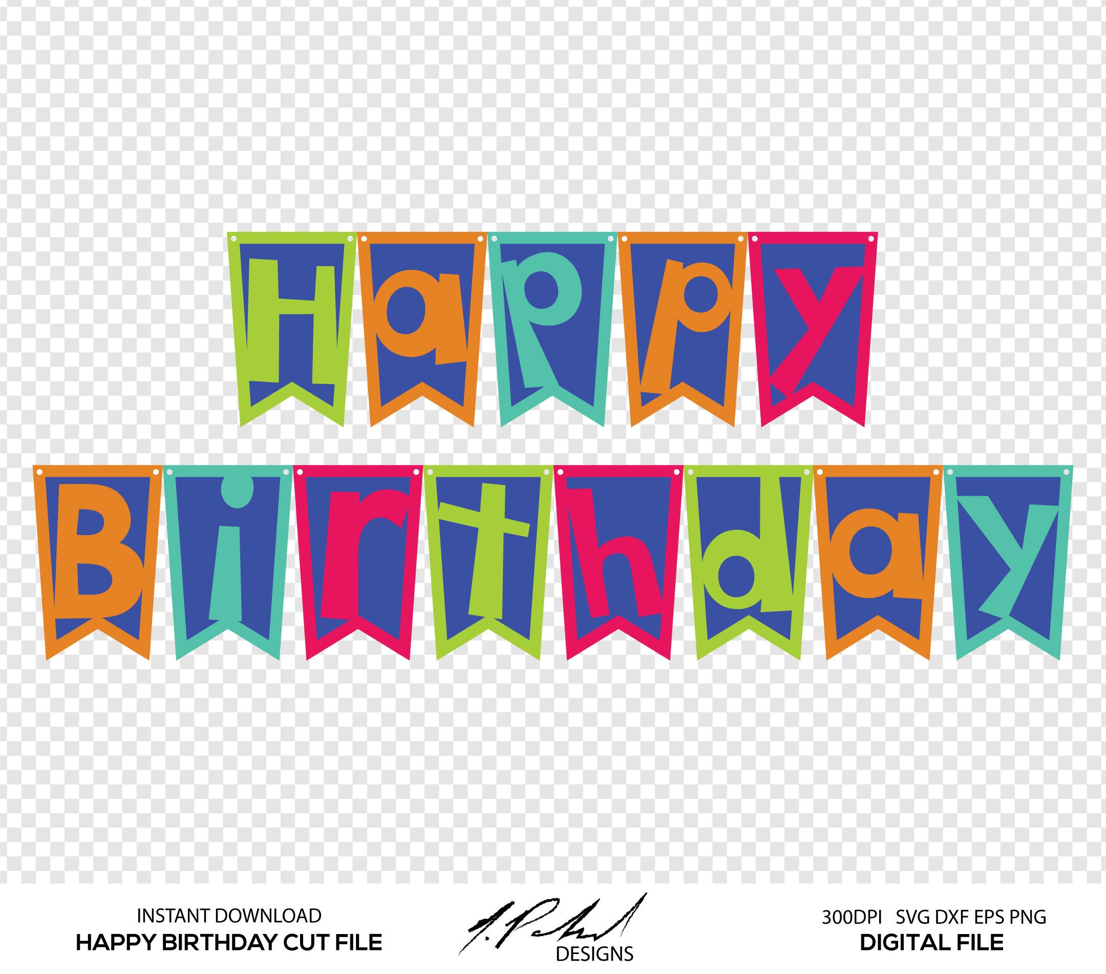 Download Happy Birthday Banner Digital Cut File Digital Files Happy ...