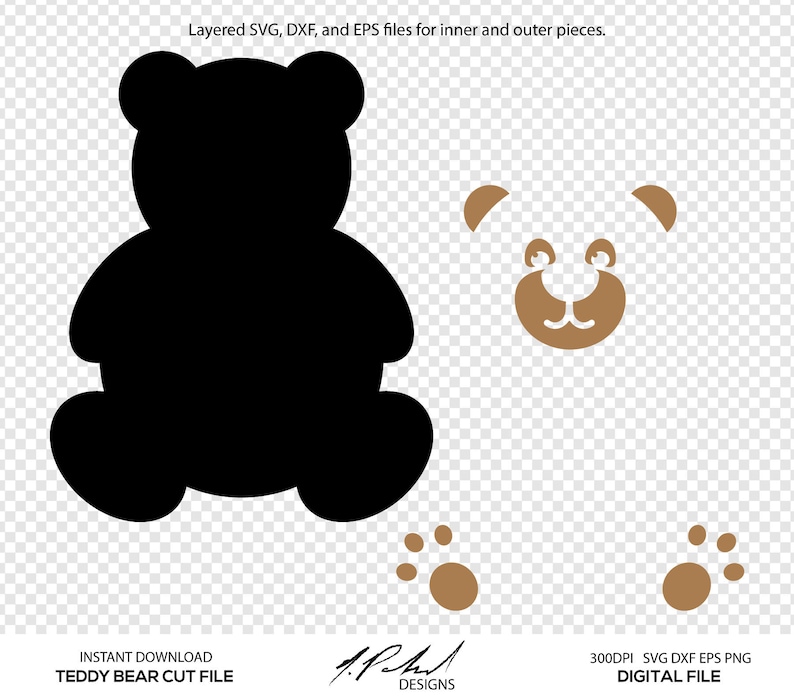 Teddy Bear Digital Cut Files Digital Files Teddy Bear SVG | Etsy