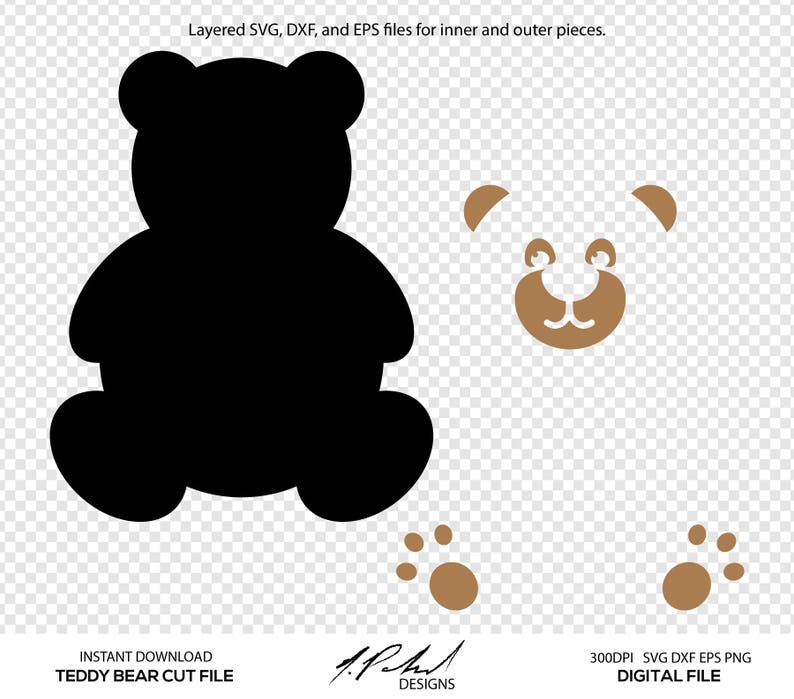 Teddy Bear Digital Cut Files Digital Files Teddy Bear SVG | Etsy