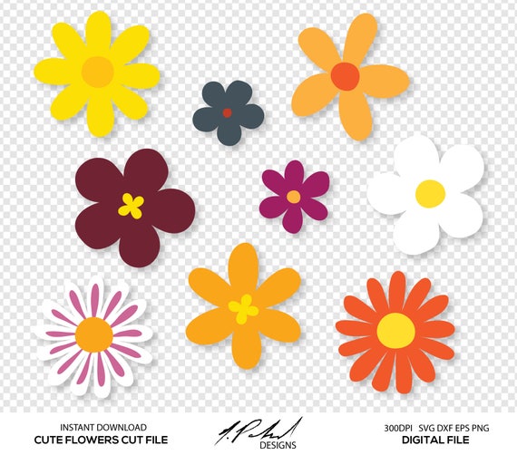 Download Cute Flowers Digital Cut Files Digital Files Flower Svg Flower Dxf Flower Eps Flowers Png Vector Flower Clipart Flower Cutfile By Npolanddesigns Catch My Party