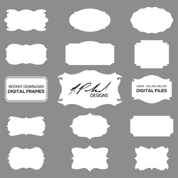 White Frame Digital Cut Files - Digital Files - Frame SVG - Frame DXF - Frame EPS - Frame png - Vector Frame - Frame Clipart Frame Cut File Il_570xn