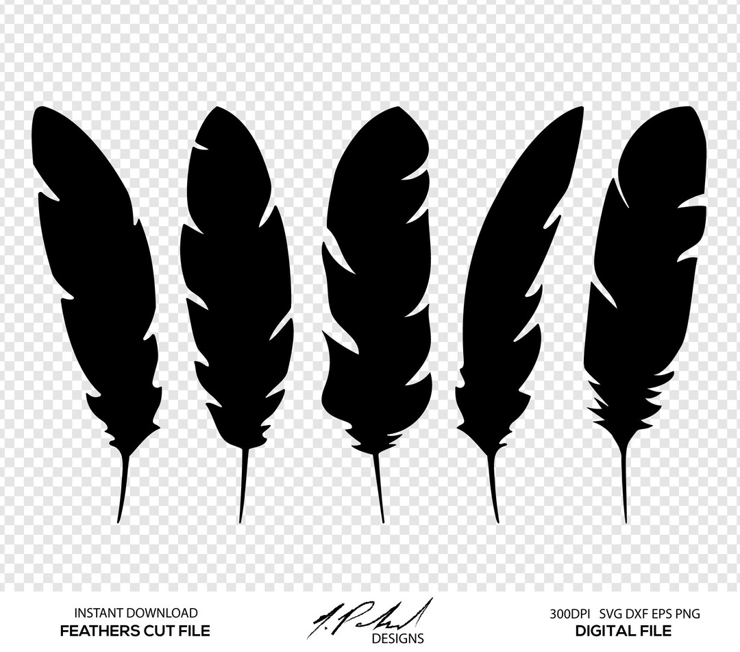 Feathers Digital Cut Files Digital Files Feather SVG Feather DXF