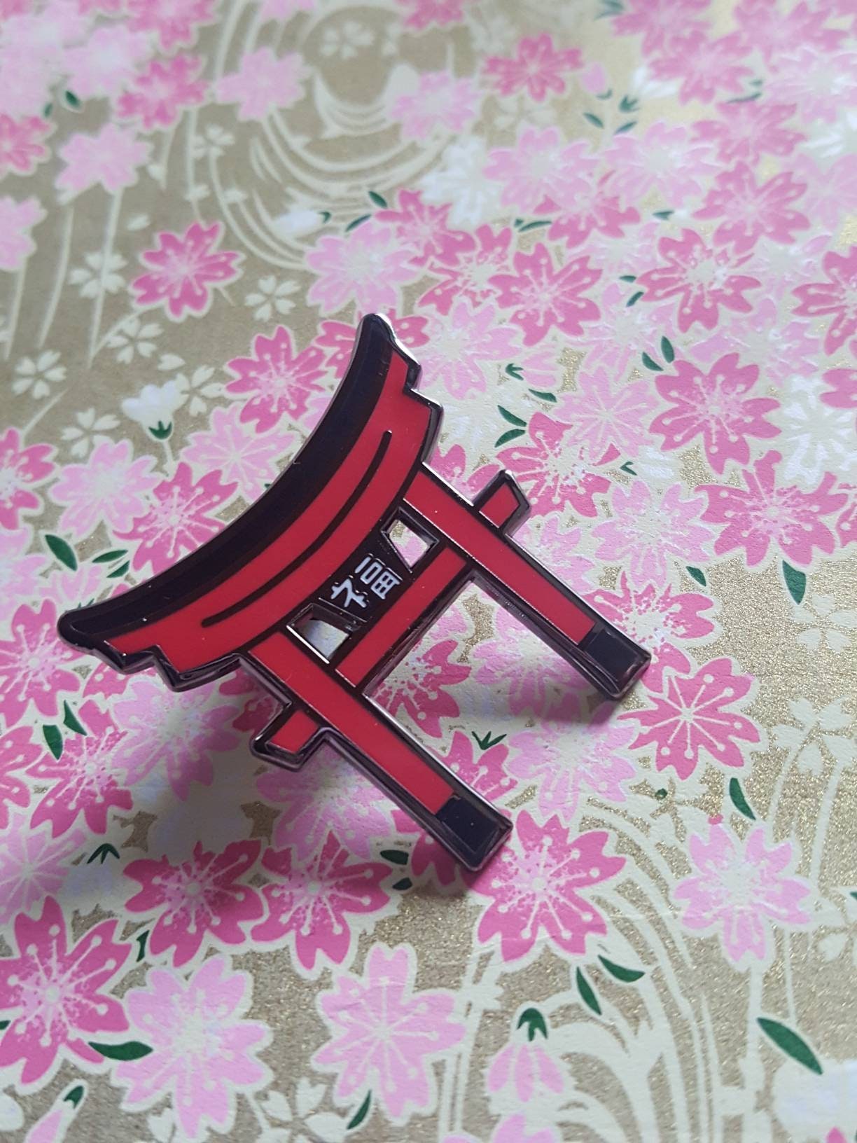 Japanese Red Gate enamel pin