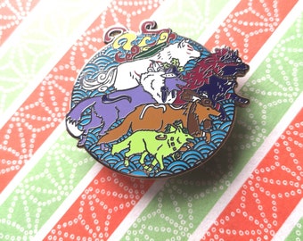 Okami and Oina Enamel pin