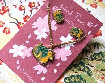 Turtle Duck Earring and Necklace set