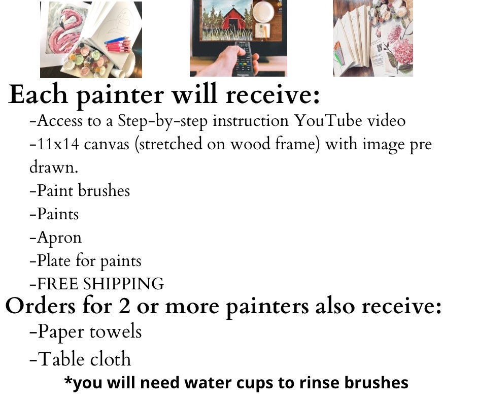 Fall Paint Party Kit. 11x14 Canvas Host a DIY Paint Party at Home Sip &  Paint Includes Painting Supplies and Video Great for Beginners 