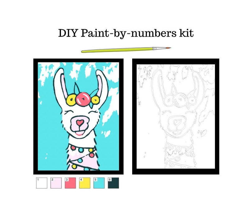 Paintbynumbers Kit DIY Llama Painting Kit easy Art Etsy Israel