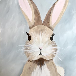 Bunny canvas painting tutorial/Instant download/ learn how to paint/ art video lesson/ Beginner/ diy painting/digital download/ Easy image 3