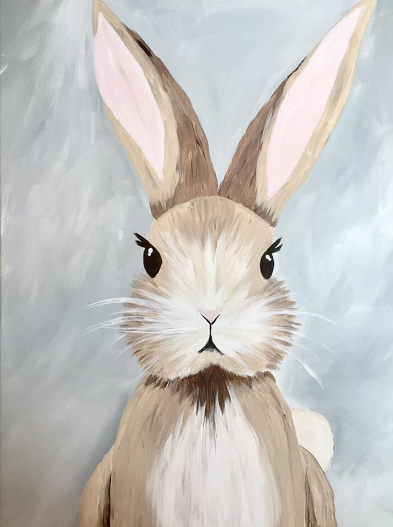 Bunny canvas painting tutorial/Instant download/ learn how to paint/ art video lesson/ Beginner/ diy painting/digital download/ Easy image 3